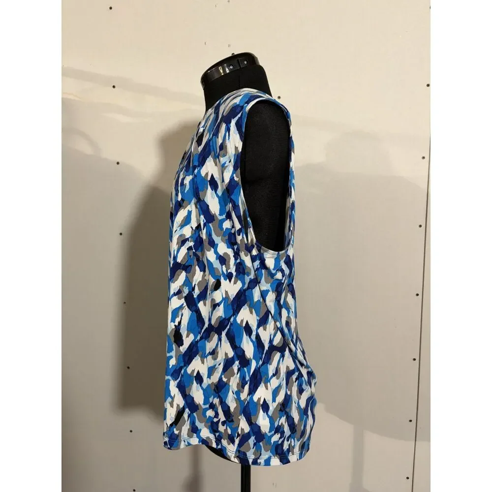 Sleeveless Abstract Print Blouse